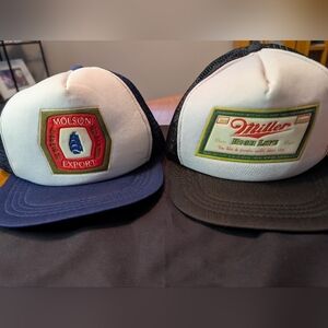 Set Of 2 Vintage 80's Beer Trucker Caps.